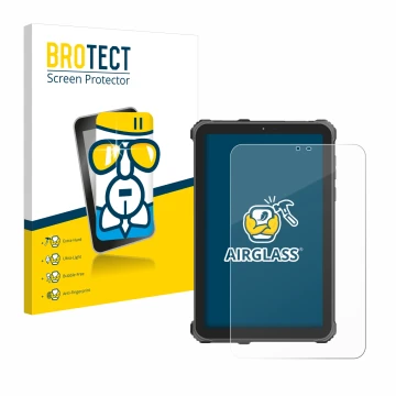 Vorderseite einer Produktverpackung mit dem Markenlogo BROTECT. Daneben ist das Gerät Oukitel RT3 Pro mit dem zugehörigen Disp