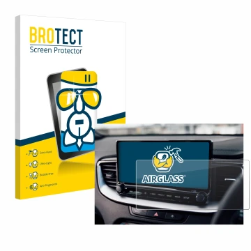 Vorderseite einer Produktverpackung mit dem Markenlogo BROTECT. Daneben ist das Gerät Kia XCeed 2024 mit dem zugehörigen Displ