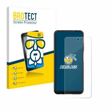 Vorderseite einer Produktverpackung mit dem Markenlogo BROTECT. Daneben ist das Gerät HMD Fusion mit dem zugehörigen Displaysc