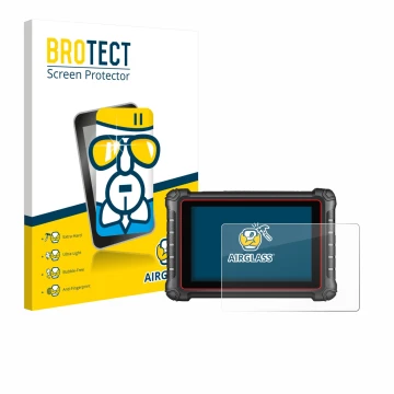 Vorderseite einer Produktverpackung mit dem Markenlogo BROTECT. Daneben ist das Gerät Autel MK900BT mit dem zugehörigen Displa