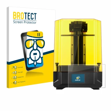 Vorderseite einer Produktverpackung mit dem Markenlogo BROTECT. Daneben ist das Gerät Anycubic Photon Mono X2 9,1