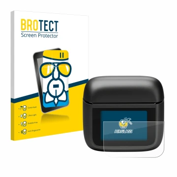 Vorderseite einer Produktverpackung mit dem Markenlogo BROTECT. Daneben ist das Gerät JBL Tour Pro 3 mit dem zugehörigen Displ