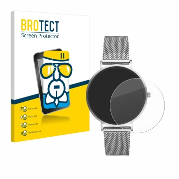Vorderseite einer Produktverpackung mit dem Markenlogo BROTECT. Daneben ist das Gerät Xcoast X-Watch Siona 2 Nano mit dem zuge