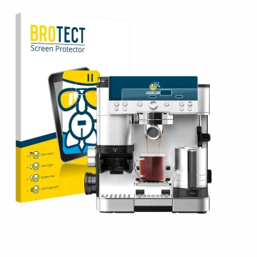 Vorderseite einer Produktverpackung mit dem Markenlogo BROTECT. Daneben ist das Gerät Ninja Luxe Cafe Premier ES601EU mit dem 