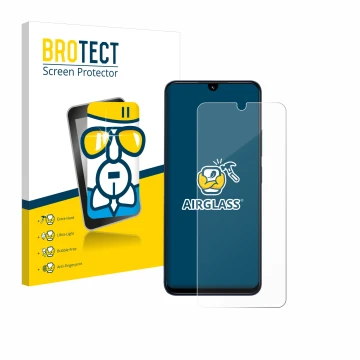 Vorderseite einer Produktverpackung mit dem Markenlogo BROTECT. Daneben ist das Gerät Xiaomi Redmi 14C mit dem zugehörigen Dis