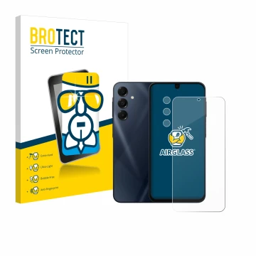 Vorderseite einer Produktverpackung mit dem Markenlogo BROTECT. Daneben ist das Gerät Samsung Galaxy A16 4G (Display+Kamera) m
