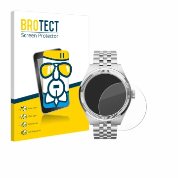 Vorderseite einer Produktverpackung mit dem Markenlogo BROTECT. Daneben ist das Gerät Withings ScanWatch Nova Brilliant (39 mm