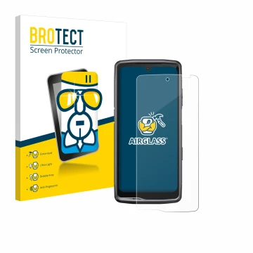 Vorderseite einer Produktverpackung mit dem Markenlogo BROTECT. Daneben ist das Gerät Crosscall Stellar M6 mit dem zugehörigen