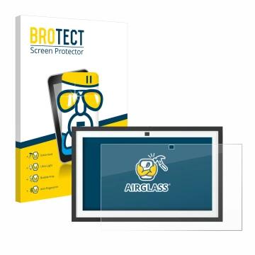 Vorderseite einer Produktverpackung mit dem Markenlogo BROTECT. Daneben ist das Gerät Amazon Echo Show 15 2024 mit dem zugehör