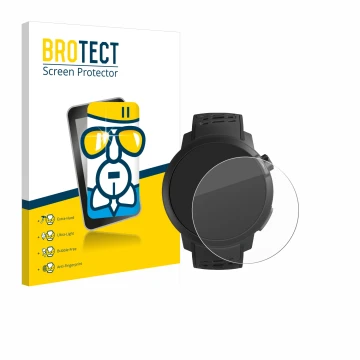 Vorderseite einer Produktverpackung mit dem Markenlogo BROTECT. Daneben ist das Gerät Coros Pace Pro mit dem zugehörigen Displ