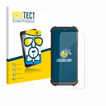 Vorderseite einer Produktverpackung mit dem Markenlogo BROTECT. Daneben ist das Gerät Sonim XP400 mit dem zugehörigen Displays