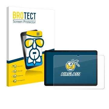 Vorderseite einer Produktverpackung mit dem Markenlogo BROTECT. Daneben ist das Gerät Chuwi Hi10 X1 mit dem zugehörigen Displa