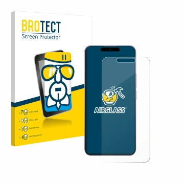 Vorderseite einer Produktverpackung mit dem Markenlogo BROTECT. Daneben ist das Gerät Oukitel P1 mit dem zugehörigen Displaysc
