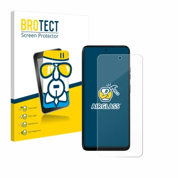 Vorderseite einer Produktverpackung mit dem Markenlogo BROTECT. Daneben ist das Gerät Motorola Moto G05 mit dem zugehörigen Di