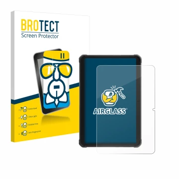 Vorderseite einer Produktverpackung mit dem Markenlogo BROTECT. Daneben ist das Gerät Hotwav R8 mit dem zugehörigen Displaysch