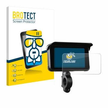 Vorderseite einer Produktverpackung mit dem Markenlogo BROTECT. Daneben ist das Gerät Midland Bike-Play-Guardian mit dem zugeh