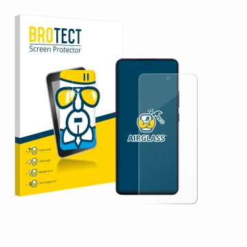 Vorderseite einer Produktverpackung mit dem Markenlogo BROTECT. Daneben ist das Gerät Oppo Reno 13 F mit dem zugehörigen Displ