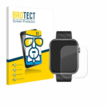 Vorderseite einer Produktverpackung mit dem Markenlogo BROTECT. Daneben ist das Gerät Bekomiya Smartwatch 2