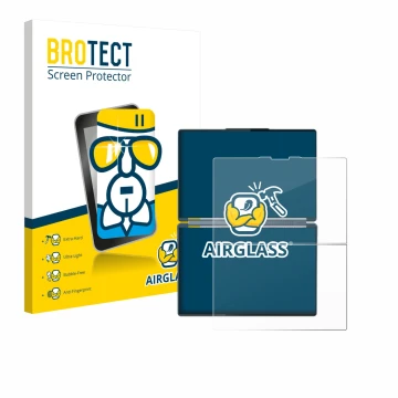 Vorderseite einer Produktverpackung mit dem Markenlogo BROTECT. Daneben ist das Gerät Lenovo Yoga Book 9i Gen 10 mit dem zugeh