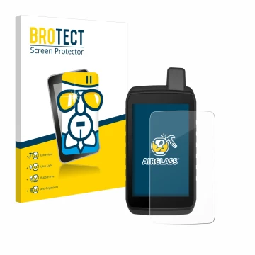 Vorderseite einer Produktverpackung mit dem Markenlogo BROTECT. Daneben ist das Gerät Garmin Montana 710 mit dem zugehörigen D