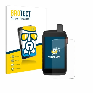 Vorderseite einer Produktverpackung mit dem Markenlogo BROTECT. Daneben ist das Gerät Garmin Montana 760i mit dem zugehörigen 