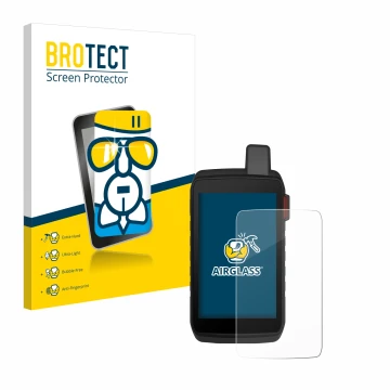 Vorderseite einer Produktverpackung mit dem Markenlogo BROTECT. Daneben ist das Gerät Garmin Montana 710i mit dem zugehörigen 