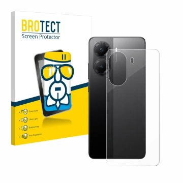 Vorderseite einer Produktverpackung mit dem Markenlogo BROTECT. Daneben ist das Gerät Xiaomi Poco X7 Pro (Rückseite) mit dem z