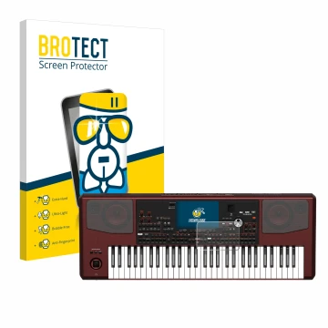 Vorderseite einer Produktverpackung mit dem Markenlogo BROTECT. Daneben ist das Gerät KORG Pa700 mit dem zugehörigen Displaysc