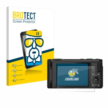 Vorderseite einer Produktverpackung mit dem Markenlogo BROTECT. Daneben ist das Gerät Yashica City 100 mit dem zugehörigen Dis