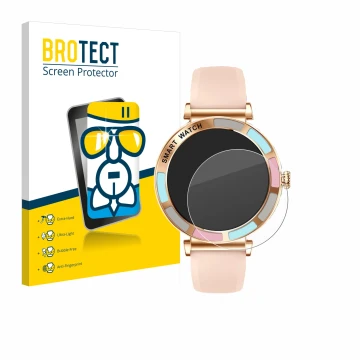 Vorderseite einer Produktverpackung mit dem Markenlogo BROTECT. Daneben ist das Gerät Braidol Smartwatch 1.27