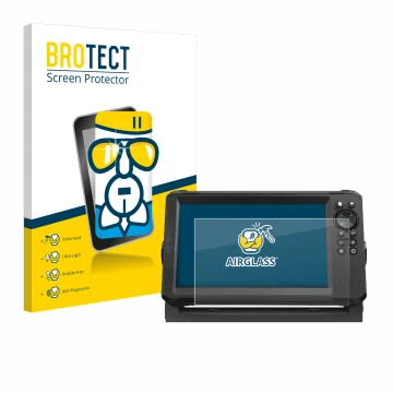 Vorderseite einer Produktverpackung mit dem Markenlogo BROTECT. Daneben ist das Gerät Lowrance Eagle 9 mit dem zugehörigen Dis