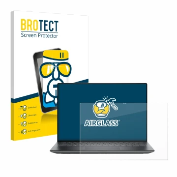 Vorderseite einer Produktverpackung mit dem Markenlogo BROTECT. Daneben ist das Gerät Dell Precision 5490 Workstation mit dem 