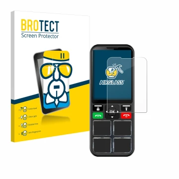 Vorderseite einer Produktverpackung mit dem Markenlogo BROTECT. Daneben ist das Gerät Geemarc CL8000 mit dem zugehörigen Displ