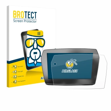 Vorderseite einer Produktverpackung mit dem Markenlogo BROTECT. Daneben ist das Gerät Voge 525DSX 2025 mit dem zugehörigen Dis