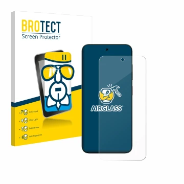 Vorderseite einer Produktverpackung mit dem Markenlogo BROTECT. Daneben ist das Gerät ZTE Blade V70 mit dem zugehörigen Displa