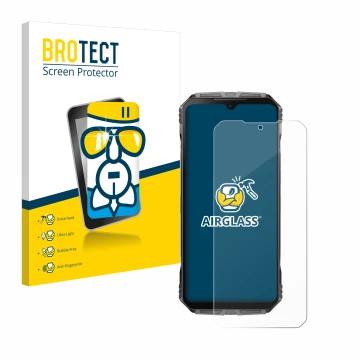 Vorderseite einer Produktverpackung mit dem Markenlogo BROTECT. Daneben ist das Gerät Doogee S Cyber Pro mit dem zugehörigen D