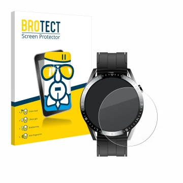 Vorderseite einer Produktverpackung mit dem Markenlogo BROTECT. Daneben ist das Gerät Tracer Smartwatch SM9 mit dem zugehörige