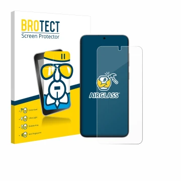Vorderseite einer Produktverpackung mit dem Markenlogo BROTECT. Daneben ist das Gerät Samsung Galaxy S25 Enterprise Edition mi