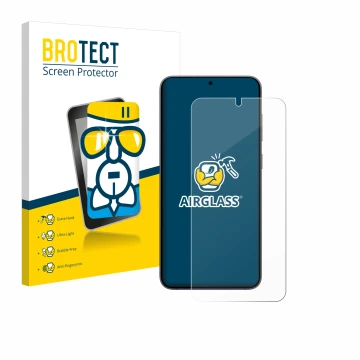 Vorderseite einer Produktverpackung mit dem Markenlogo BROTECT. Daneben ist das Gerät Samsung Galaxy S25 Plus Enterprise Editi