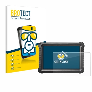 Vorderseite einer Produktverpackung mit dem Markenlogo BROTECT. Daneben ist das Gerät iCarsoft CR Ultra mit dem zugehörigen Di