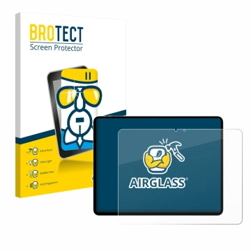 Vorderseite einer Produktverpackung mit dem Markenlogo BROTECT. Daneben ist das Gerät Apple iPad Air 13