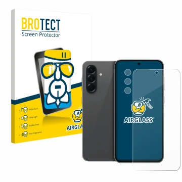 Vorderseite einer Produktverpackung mit dem Markenlogo BROTECT. Daneben ist das Gerät Samsung Galaxy A56 5G (Display+Kamera) m
