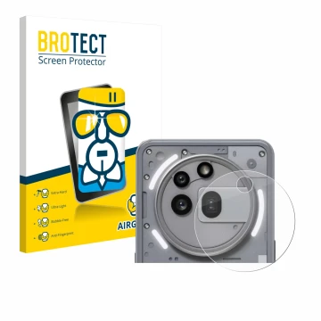 Vorderseite einer Produktverpackung mit dem Markenlogo BROTECT. Daneben ist das Gerät Nothing Phone (3a) Pro (NUR Kameraschutz