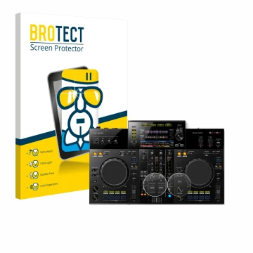 Vorderseite einer Produktverpackung mit dem Markenlogo BROTECT. Daneben ist das Gerät Pioneer XDJ -RR (Jog) mit dem zugehörige