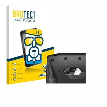 Vorderseite einer Produktverpackung mit dem Markenlogo BROTECT. Daneben ist das Gerät Crosscall Core-M5 (NUR Kameraschutz) mit
