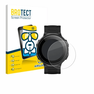 Vorderseite einer Produktverpackung mit dem Markenlogo BROTECT. Daneben ist das Gerät Kiprun GPS 500 Coros mit dem zugehörigen