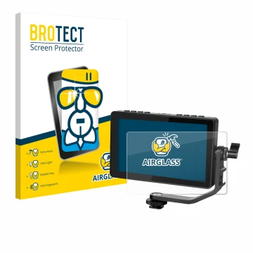 Vorderseite einer Produktverpackung mit dem Markenlogo BROTECT. Daneben ist das Gerät Feelworld F5 PROX 5,5