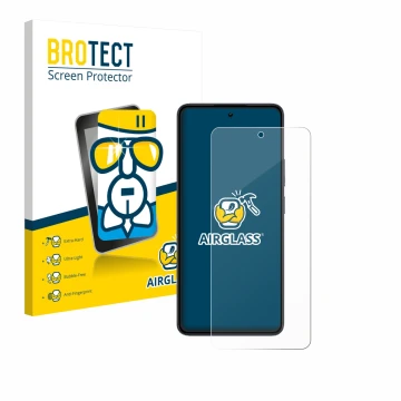 Vorderseite einer Produktverpackung mit dem Markenlogo BROTECT. Daneben ist das Gerät realme 14 mit dem zugehörigen Displaysch