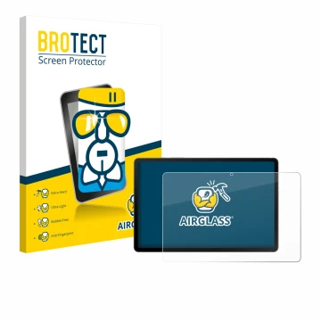 Vorderseite einer Produktverpackung mit dem Markenlogo BROTECT. Daneben ist das Gerät Samsung Galaxy Tab S10 FE WiFi mit dem z