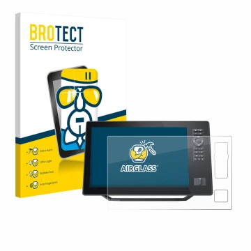 Vorderseite einer Produktverpackung mit dem Markenlogo BROTECT. Daneben ist das Gerät Humminbird Xplore 12 mit dem zugehörigen